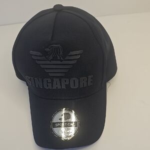 B&B Singapore Embossed Logo Black Men's Baseball Cap